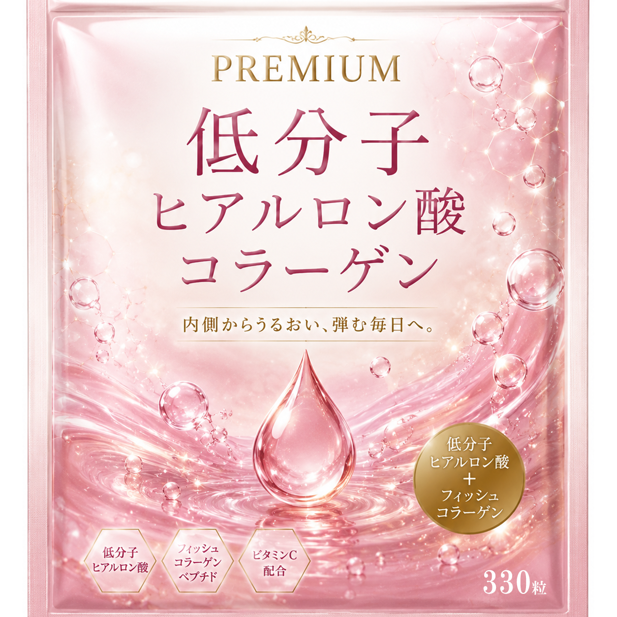 PREMIUM 低分子ヒアルロン酸コラーゲン　330粒 【約2か月分】